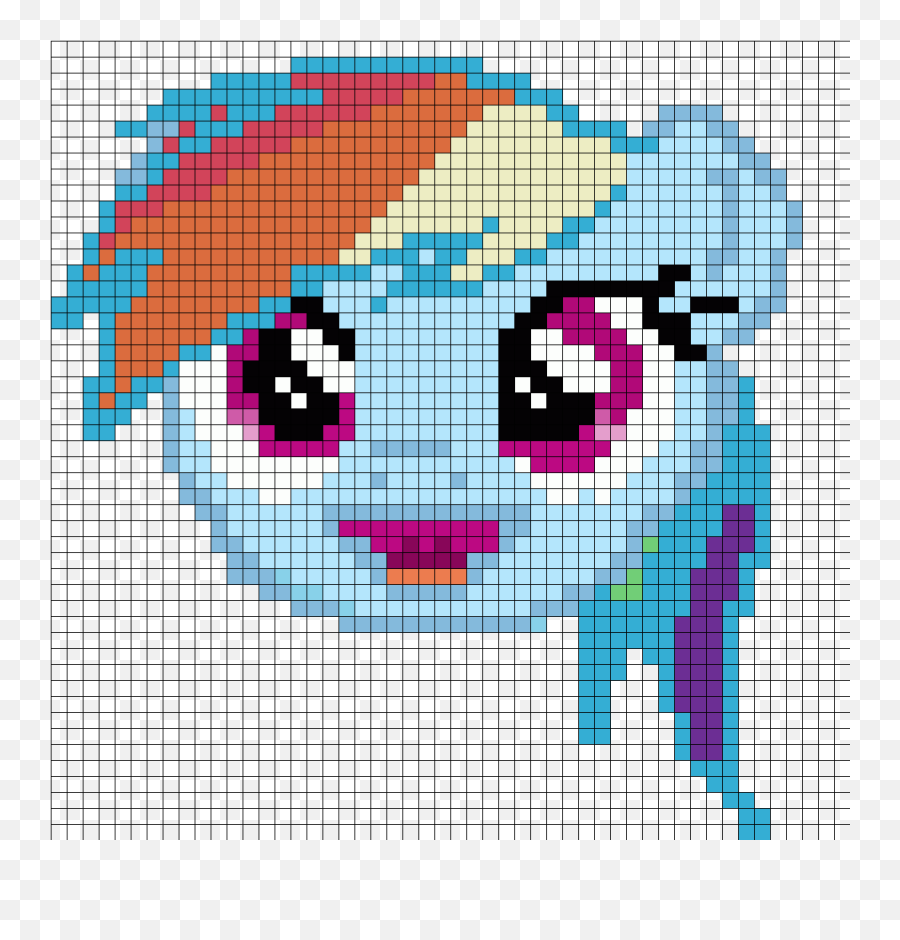 Rainbow Dash Face Perler Bead Pattern Bead Sprites - Happy Emoji,My Little Pony Rainbow Dash Sunglasses Emoticons