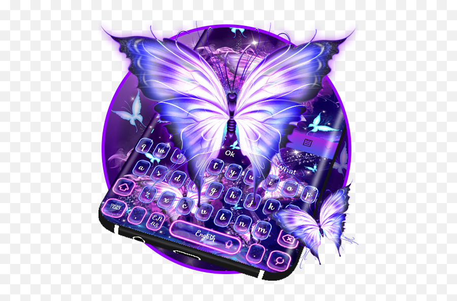 Shiny Luminous Butterfly Keyboard - Girly Emoji,Hent Sjove Emojis Gratis
