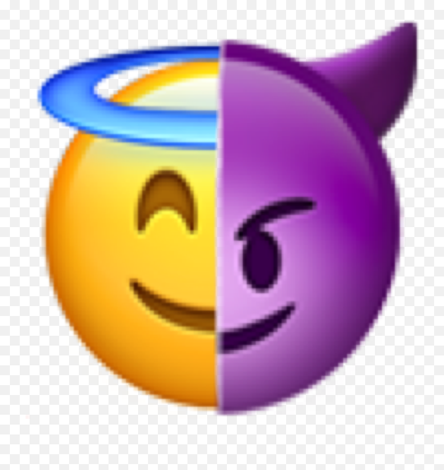 Half Demon Angel Emoji Sticker By - Angel And Devil Emoji Drawing,edit 