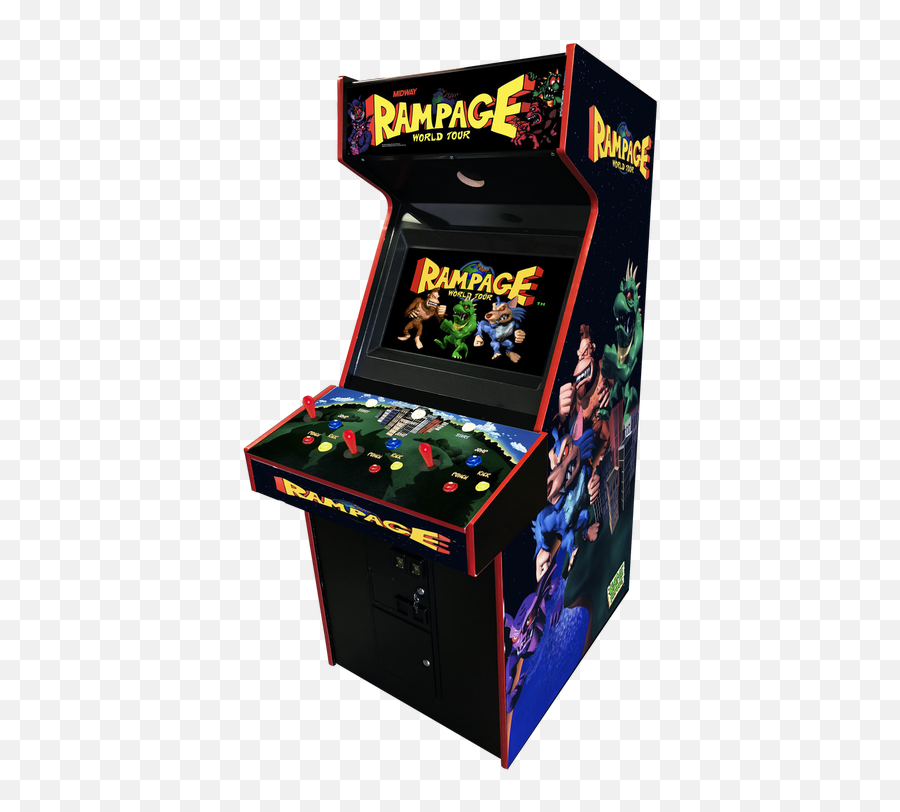 Rampage World Tour Arcade Video Game - Mortal Kombat Arcade Cabinet Png Emoji,Midway Games Rampage 8 Bit Emoji