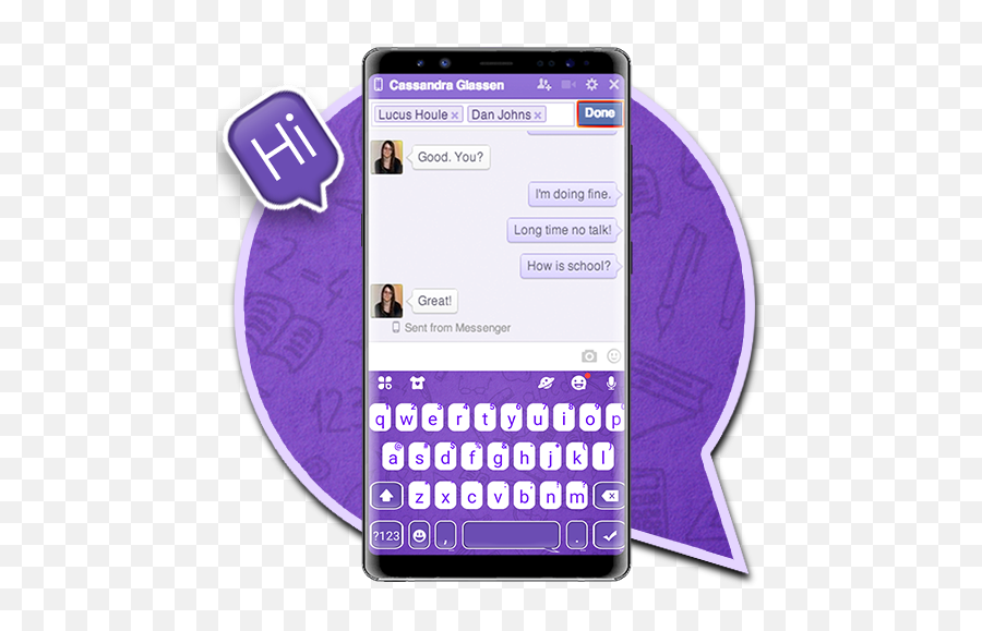 Sms Chat Purple Keyboard Theme - Smartphone Emoji,Gaia Chat Emoticons