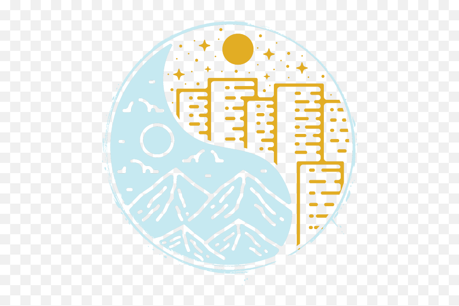 Mountain City Yin Yang Harmony Sun Moon - Dot Emoji,Yin Yang And Moon Emoticon