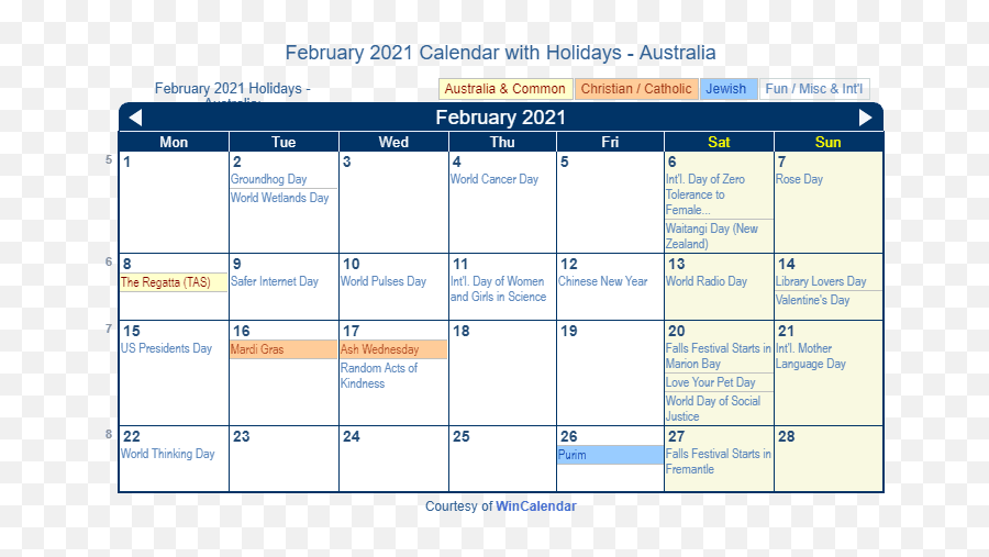 February 2021 Calendar With Holidays - Australia Vertical Emoji,Aus Flag Emoji