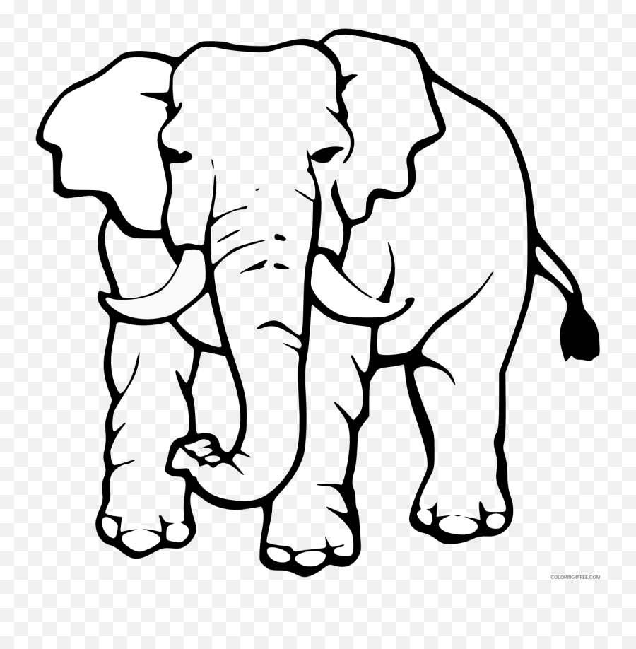 Elephant Outline Coloring Pages Elephant 19 Png Printable - Big Elephant Clipart Black And White Emoji,Elephant Emoji Png