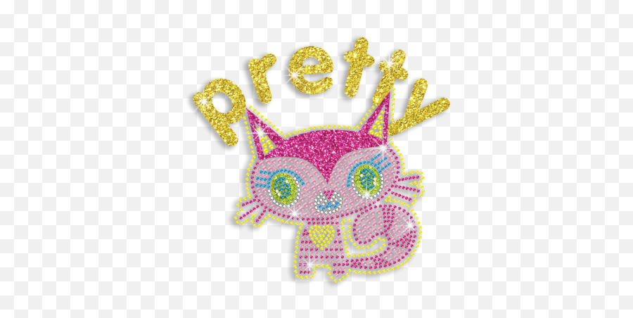 Kid Show Cute Kitty Cat Neon Rhinestud - Girly Emoji,Cat Definitely Show Emotion