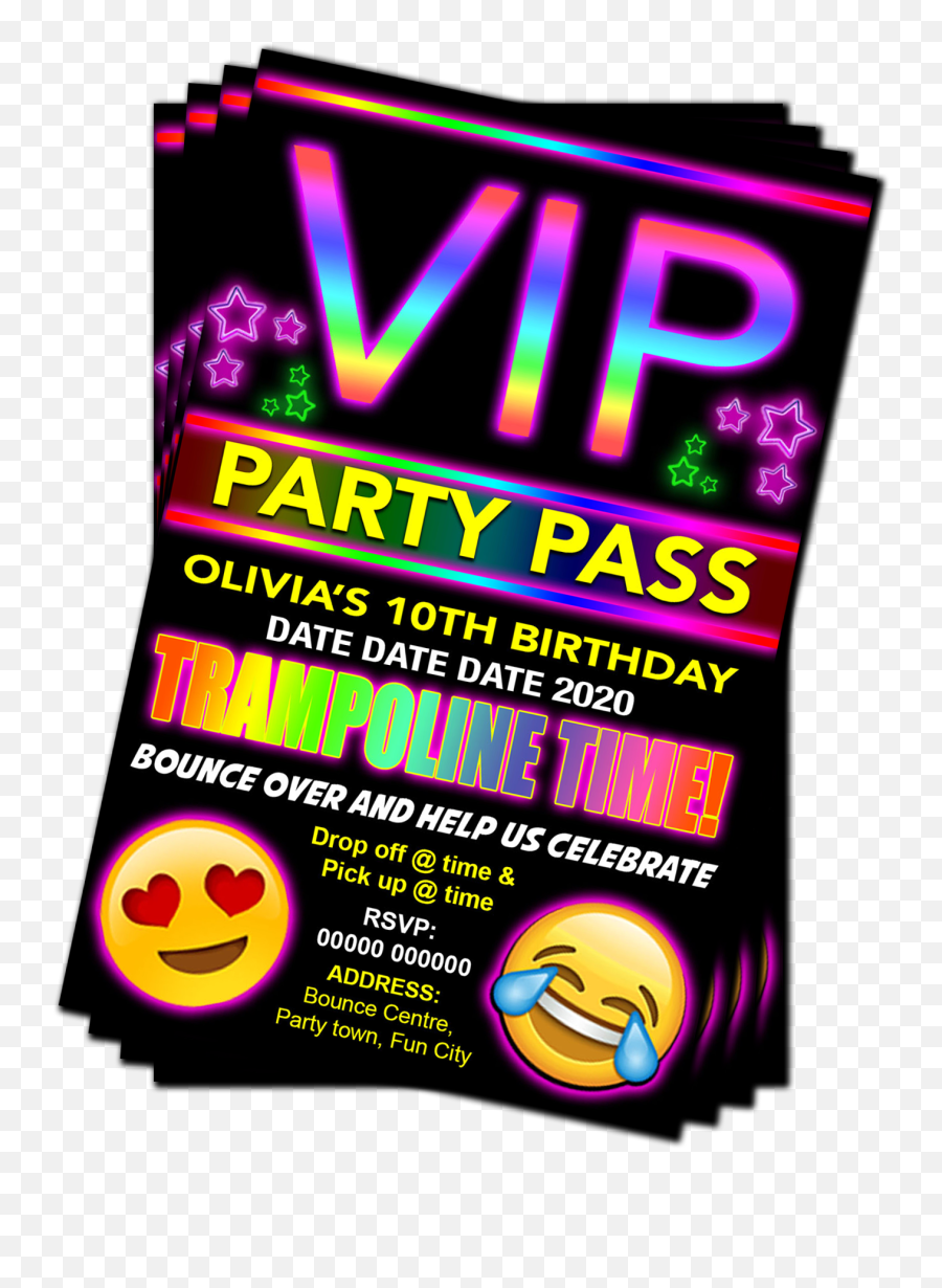 Trampoline Birthday Party Invitation Vip Pass Emoji Red Pink Or Blue Grandwazoodesign,What Does The Blue White Red Emoji