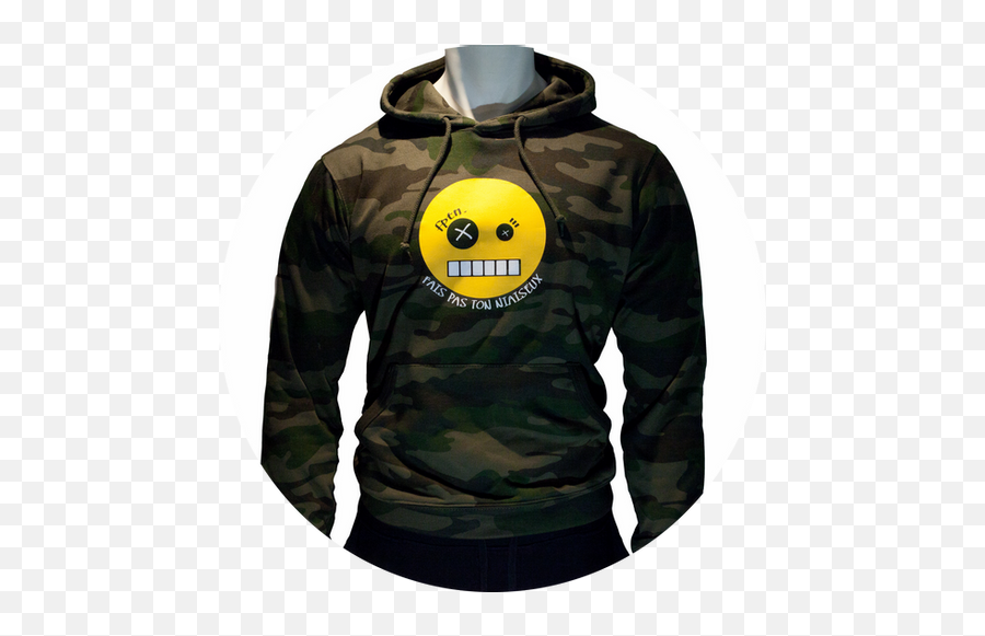 Camo Fou - Long Sleeve Emoji,Camouflage Emoticon