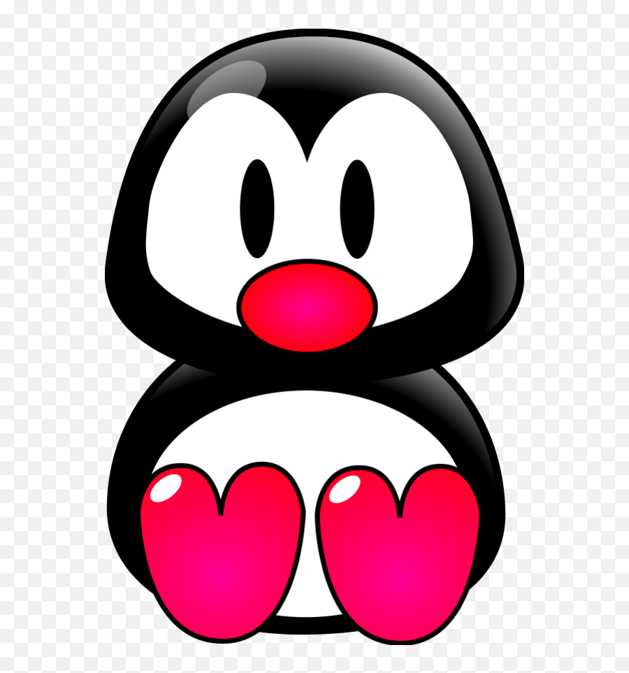 Little Penguin With A Red Nose And Paws As A Picture For A Emoji,Blue Emoticon With Red Nose