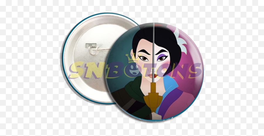 Boton - Half Disney Princess Half Mulan Face Emoji,Disney Emoji Mulan