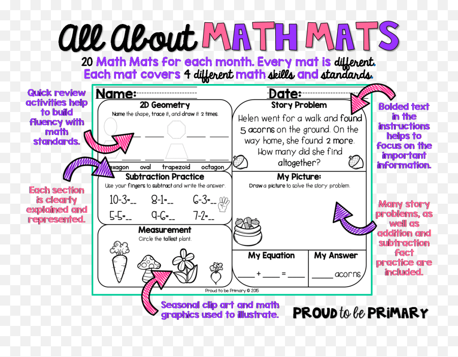 Monthly Math Mats For Daily Math Fact Practice U2013 Proud To Be - Language Emoji,Stop Emotion Of Ateacher