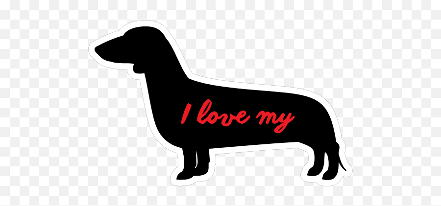 Love My Dachshund Silhouette Sticker - Dachshund Emoji,Emoji Gernade