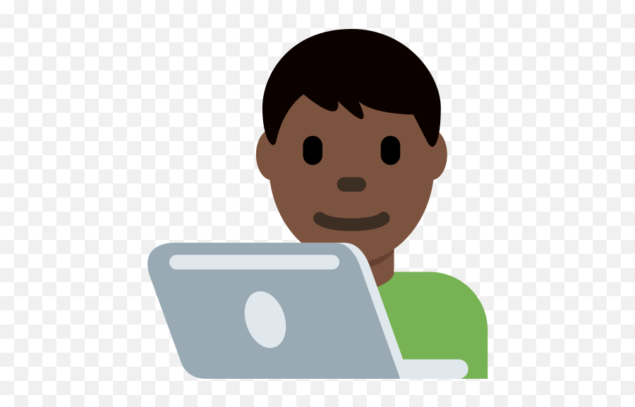 Man Technologist Emoji With Dark Skin - Working At Laptop Emoji,Cd Man Emoji