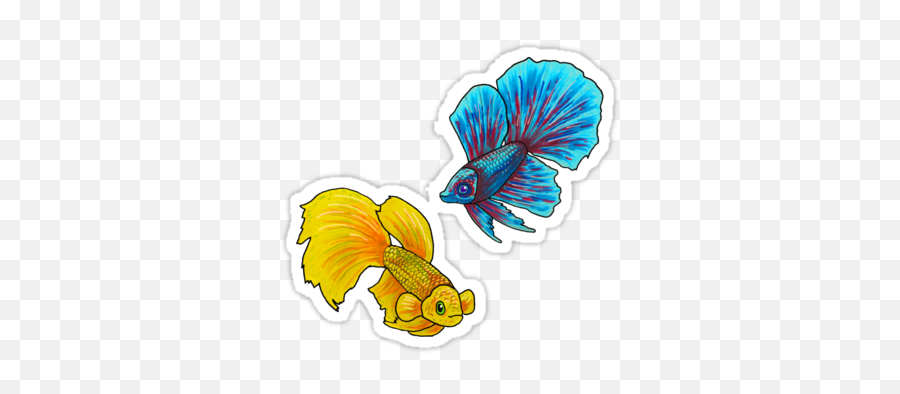 Beta Fish Drawing Printable Stickers - Cute Betta Fish Drawing Emoji,Fish Emoji Pillow