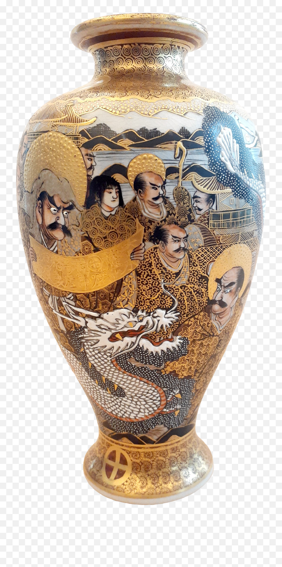 Late 19th Century Japanese Satsuma Porcelain Many Faces Vase Emoji,Japanese Text Emoticon Flower Face