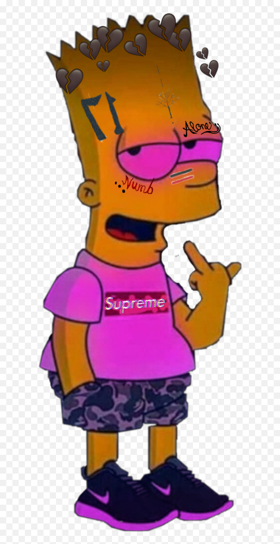 Numb Sticker - Bart Simpson Emoji,Numb Emoji