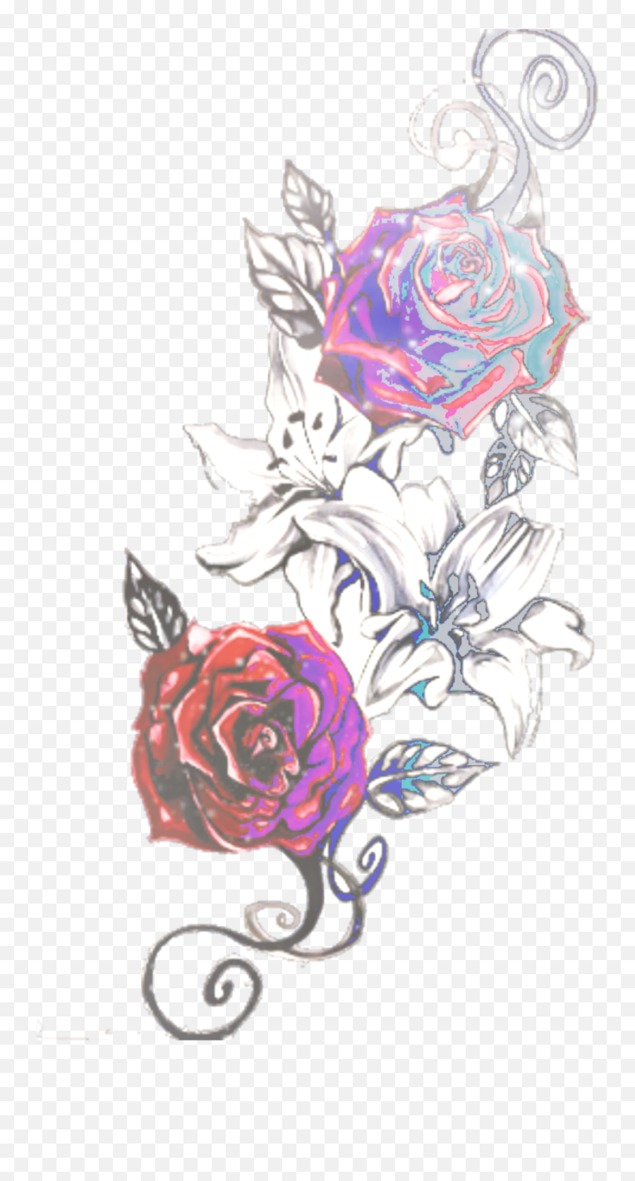 Tattoo Tattoos Rose White Black Sticker By Marras - Flower Background Tattoo Design Emoji,Using Emojis Show You Tattoo