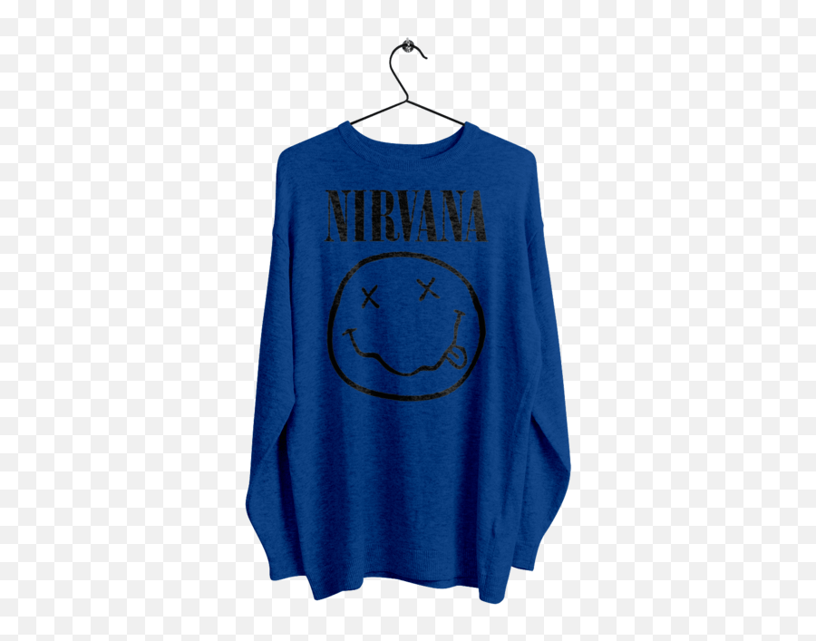 Print Nirvana 1 Bl - Long Sleeve Emoji,Bl Emoticon