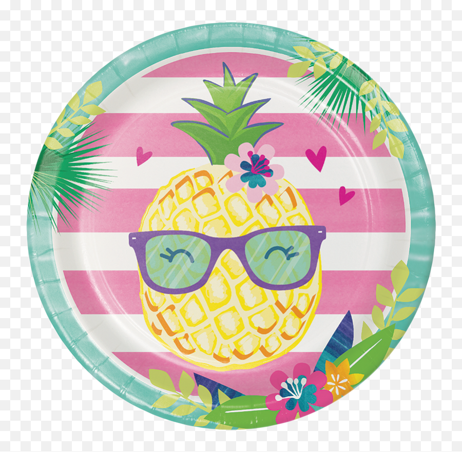 Pineapple N Friends Dinner Plates 23cm 8 - Pineapple Party Plates Emoji,Emoji Plates