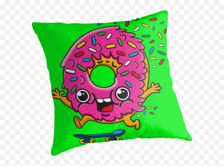 Skater Donut Throw Pillow - Diamond Dogs Emoji,Emoji Pillows Diy