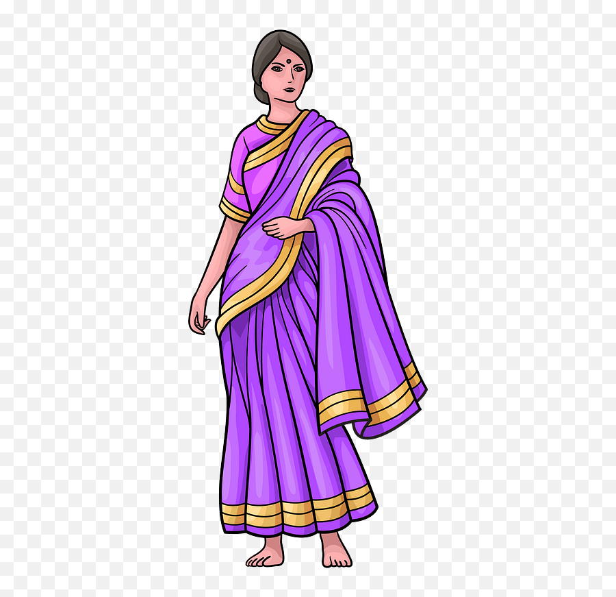 Girl In Sari Clipart - Clipart Image Of Sari Emoji,Saree Emoji