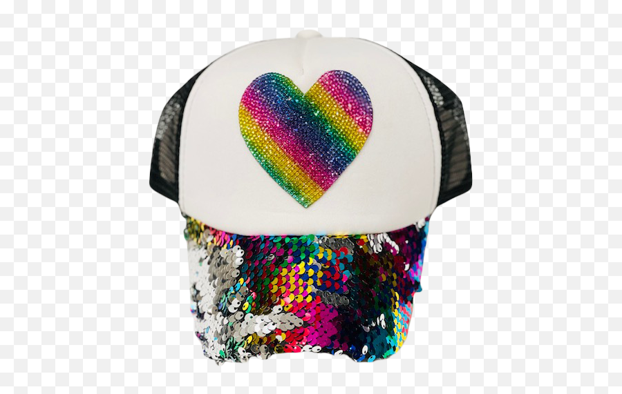 Crystallized Heart Emoji Trucker Hat,Heart Ribbon Emoji