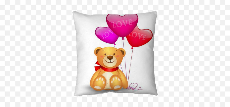 Pillow Cover Cute Teddy Bear With In Heart Shape Balloons Valentines Day - Pixersus Emoji,Cute Emoticons Bear Hug