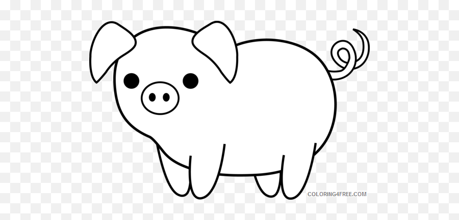 Pig Outline Coloring Pages Show Pig Cliparts Printable - Black And White Pig Clip Art Emoji,Lady And Pig Emoji