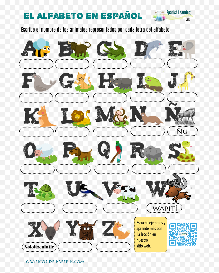 Alphabet In Spanish With Animals Pdf Worksheet - Animales Y El Alfabeto En Español Emoji,List Of Emotions In Spanish