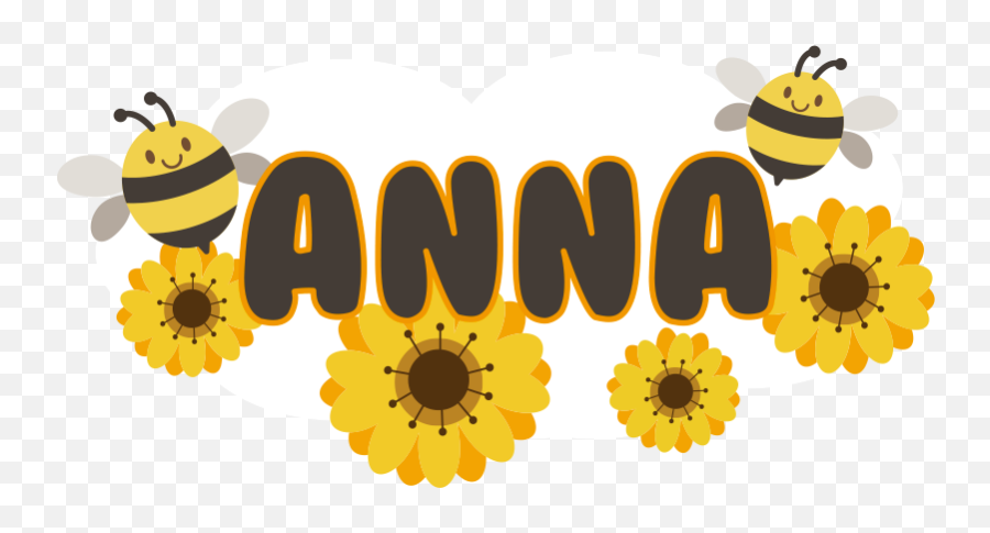 Flower With Bee Illustration Wall Art Decal - Letras Nombres Con Girasoles Emoji,Honey Bee Emoji