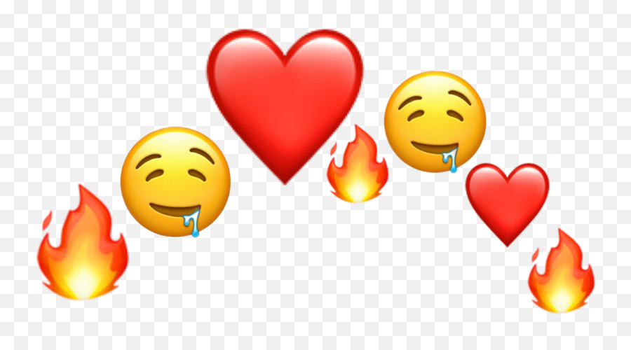 Crown Heart Emoji Fire Sticker - Happy,Red Heart Emoticon