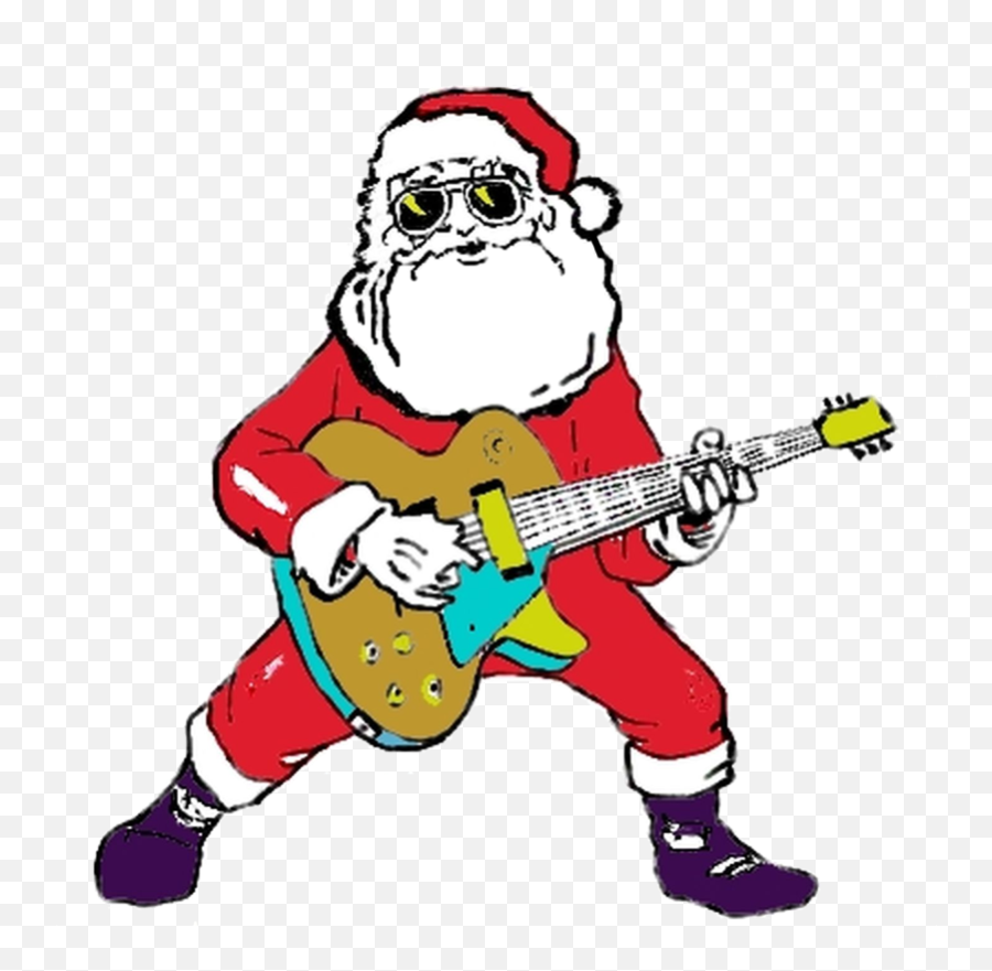 Christmas Music Png Graphic Black And - Rock And Roll Santa Clipart Emoji,Santa Emotion