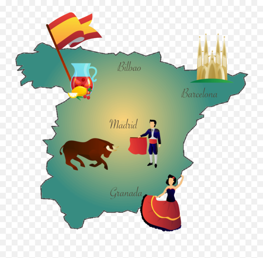 Happy Hour Spanish The - Spain Map Clipart Png Download Emoji,Cataolnia Flag Emoji