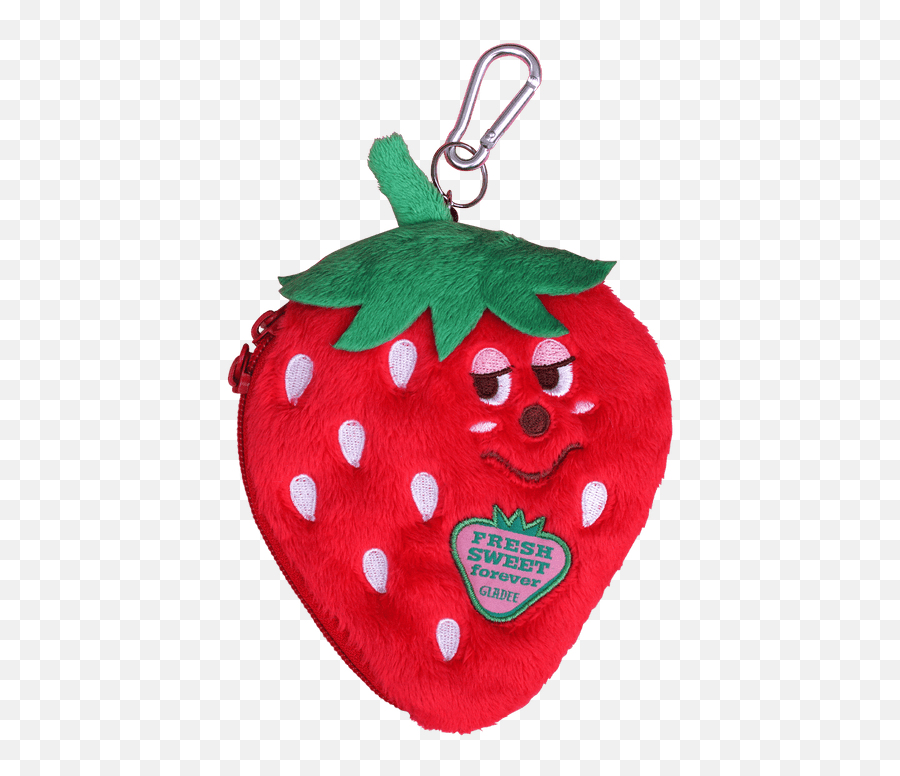 Pass Card Case Strawberry With Zipper Emoji,Strawberry Emoji On Transparent