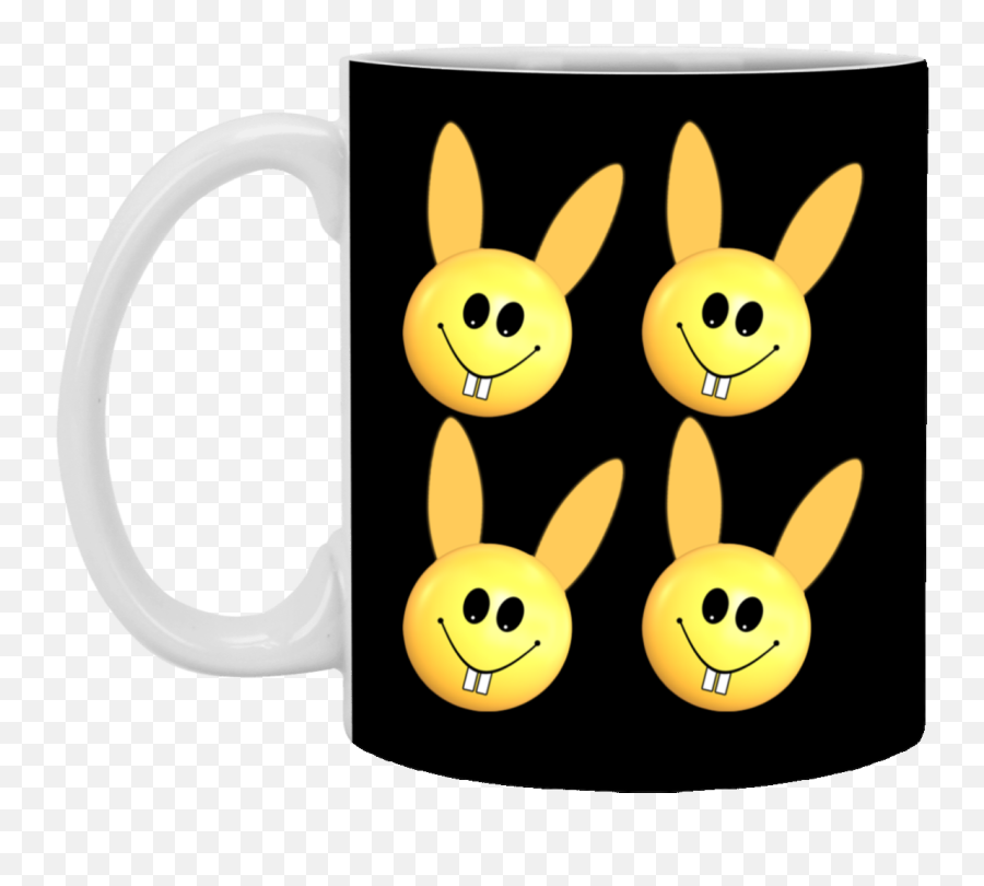 Bunny Heads Smiley Emoji Ceramic Mug 11 Oz Happy Easter White And Colors - Serveware,Coffee Cup Emoticon