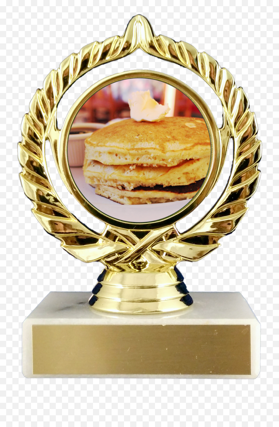 Pancake Trophy On Marble Base - Pancake Trophy Emoji,Emoji Pancake Pan