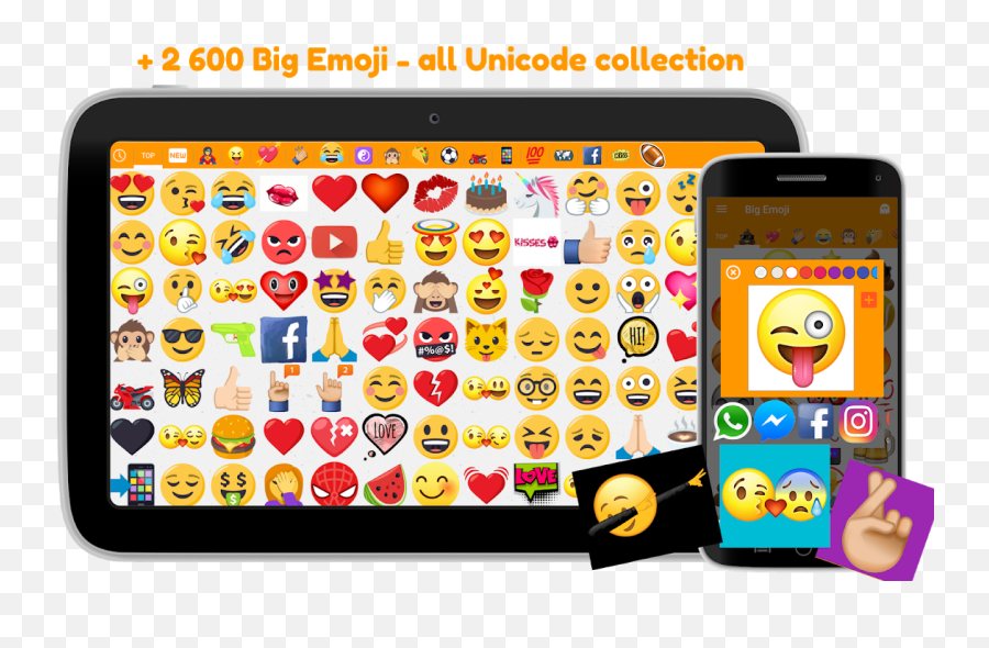Big Emoji Large Emojis For All Chat Messengers 660gms - Iconos Facebook,Ios 9 Beta Emojis