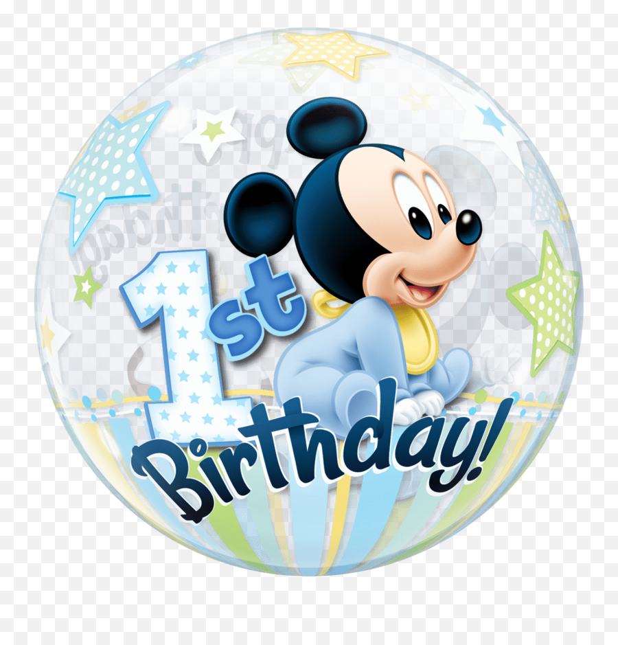 Mickey 1st Birthday Bubble Balloon Party Blowout Emoji,Mickey Tsum Emoji