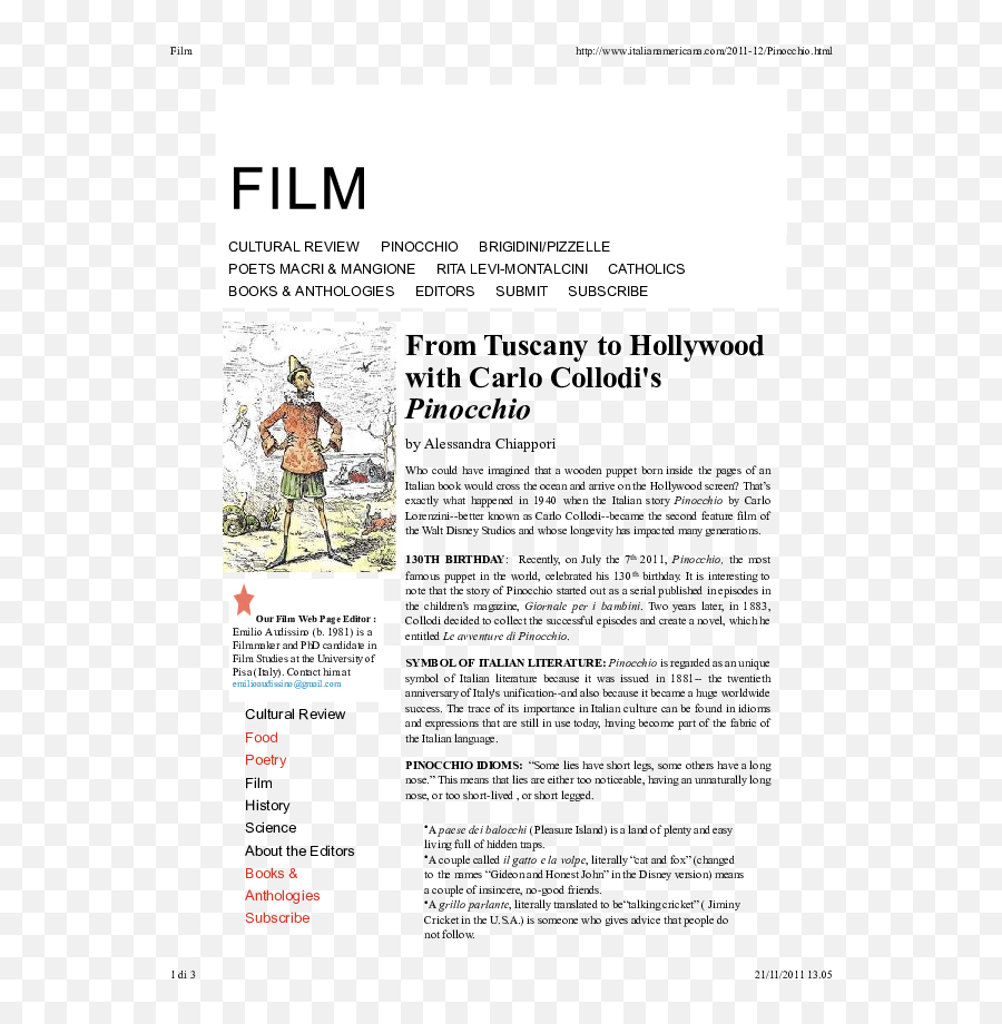 Pdf From Tuscany To Hollywood With Carlo Collodiu0027s - Carlo Collodi Pinocchio Pdf Emoji,Disney Emotions Movie