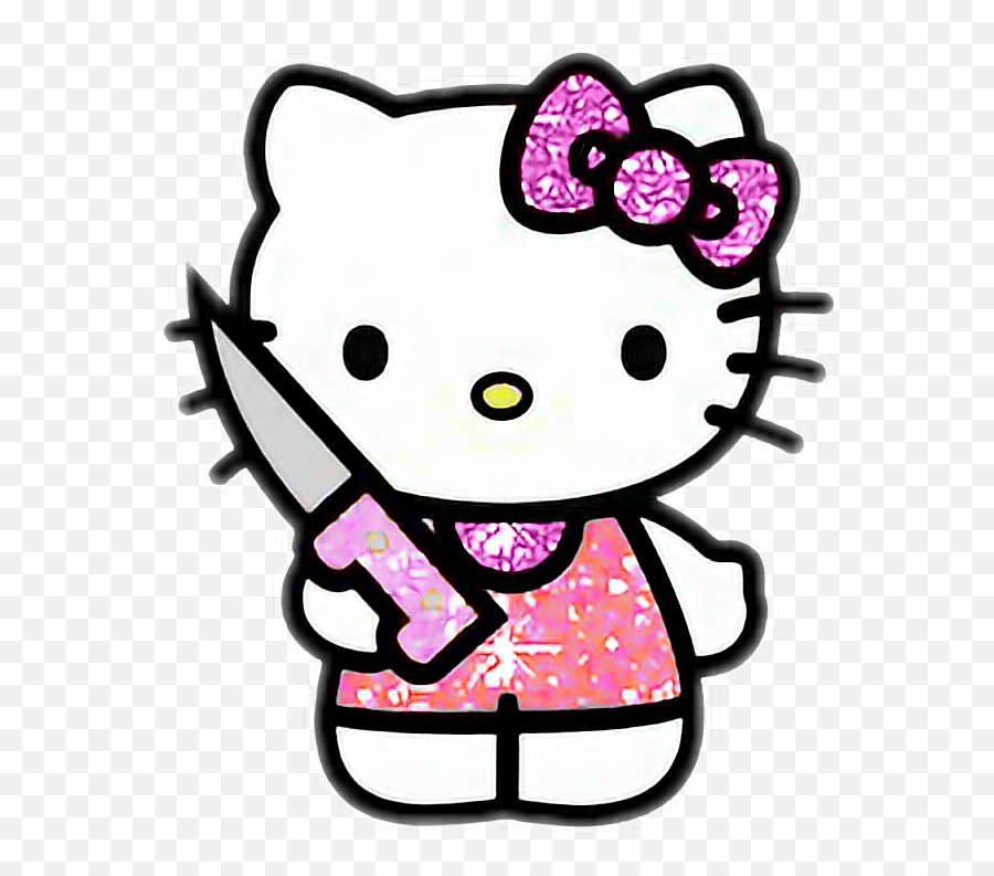 Mine Mysticker Oktouse Hellokitty Sticker By U20a9 - Hello Kitty Holding Knife Emoji,Knife Cat Emoji