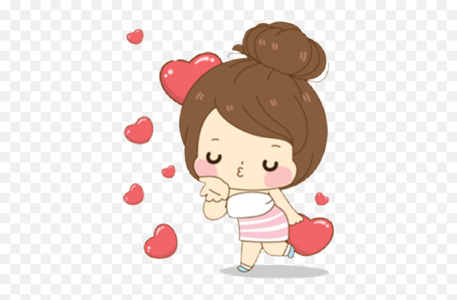 Sticker Maker - Milk Girl Happy Emoji,Many Heart Emojis Girl