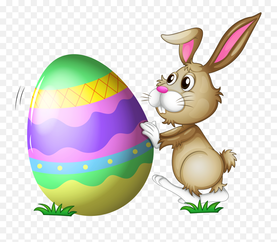 Easter Bunny With Egg Transparent Png - Oeuf De Paques Et Lapin Emoji,Bunny And Egg Emoji