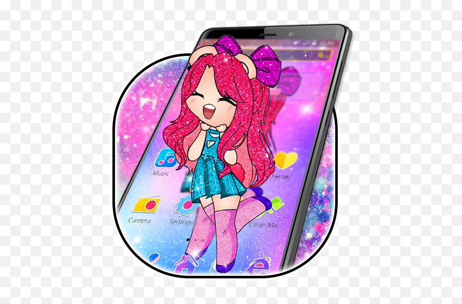 2020 Cute Glitter Girl Theme Android App Download Latest - Smartphone Emoji,Desi Emoji