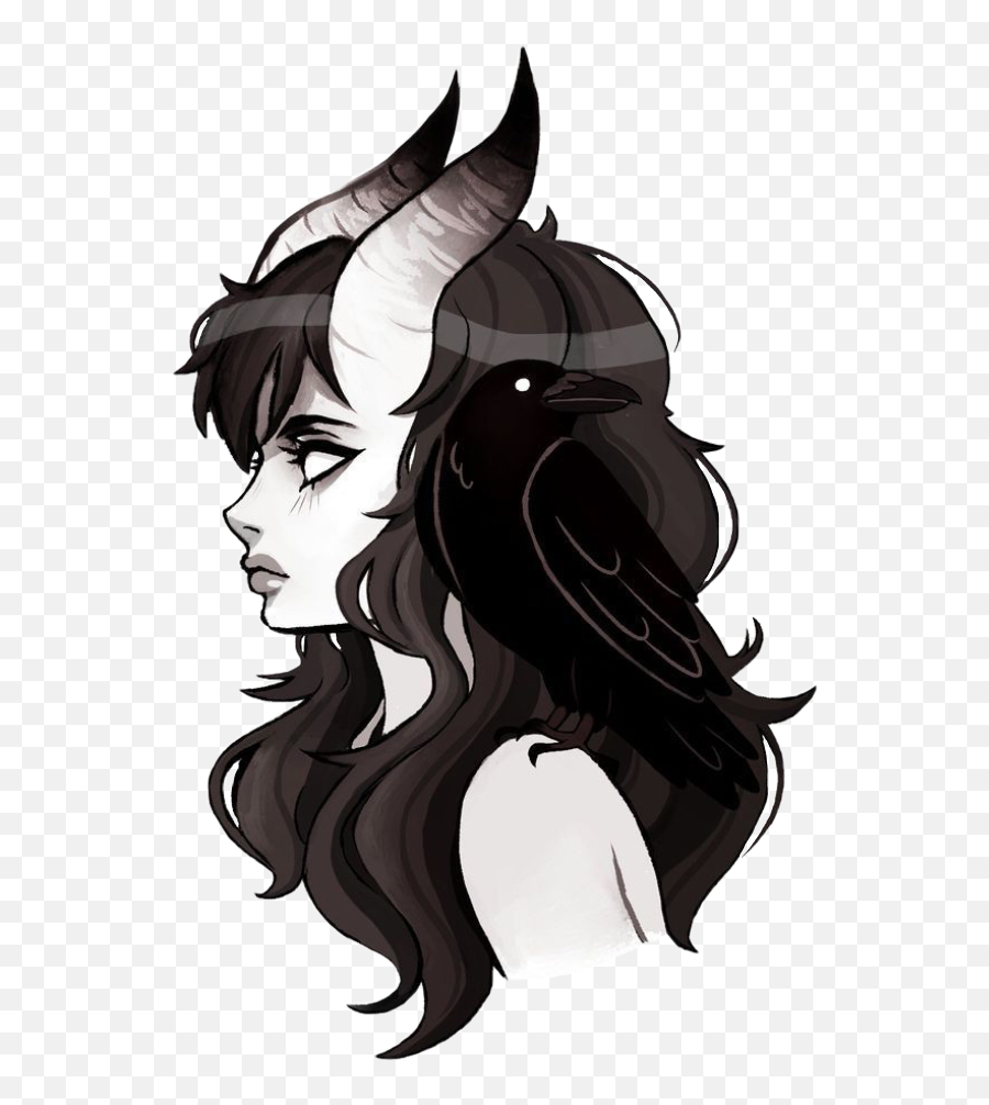 Dark Devil Demon Girl Female Sticker - Demoness Drawing Emoji,Elf Dark Emoji