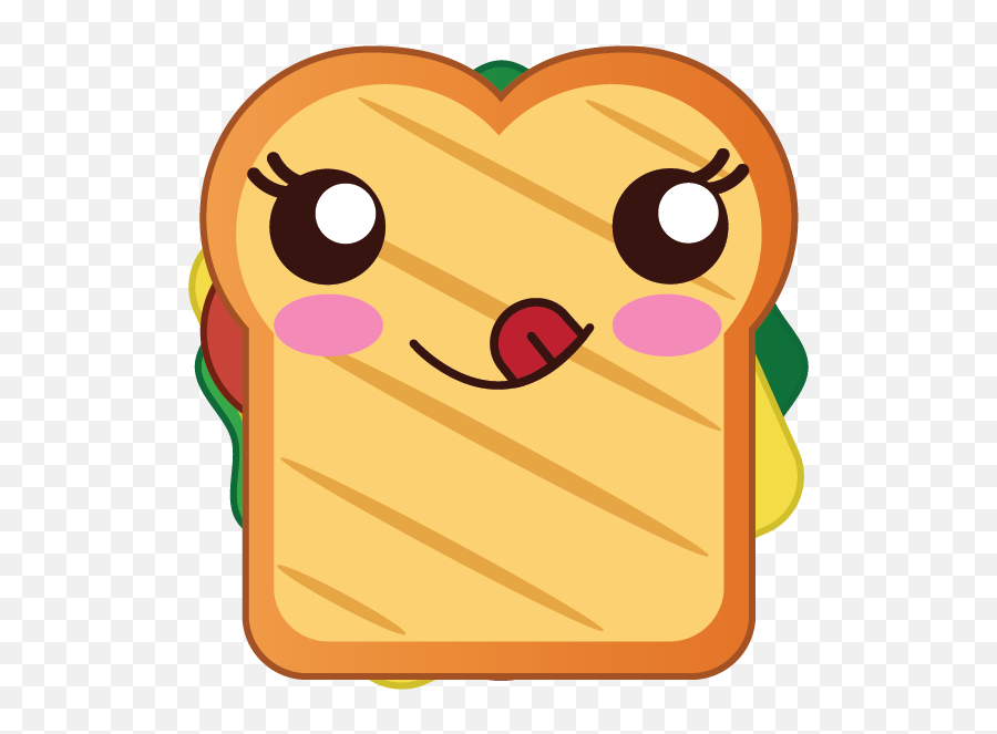 Kawaii Food Sandwich Illustration Svg - Language Emoji,Sandwich Emoticon Code