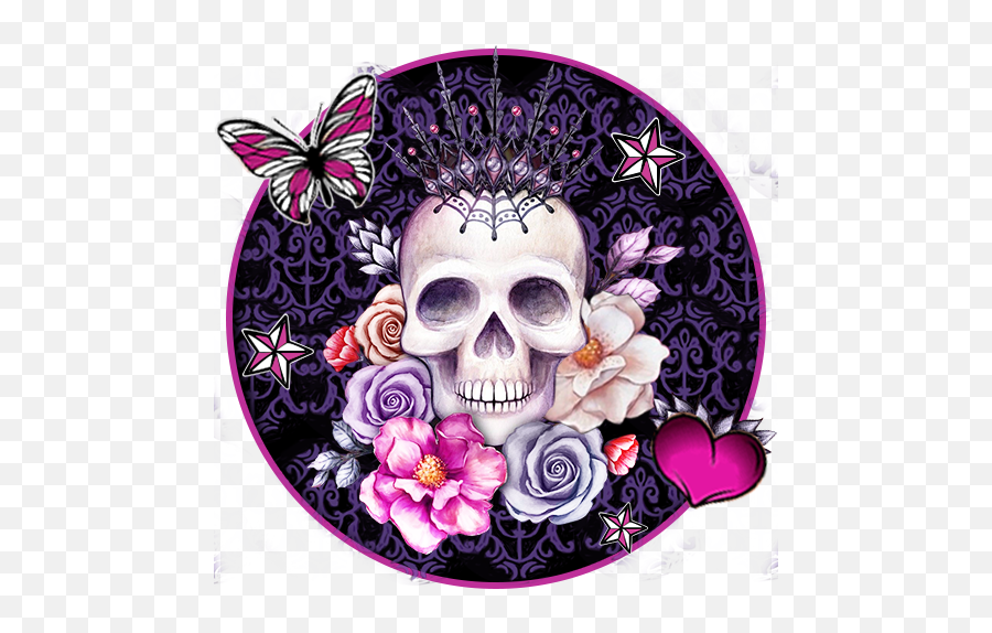 Skull Flower Themes Live Wallpapers U2013 Apps On Google Play - Skull And Flowers Transparent Background Emoji,Facebook Emoticons Flowers