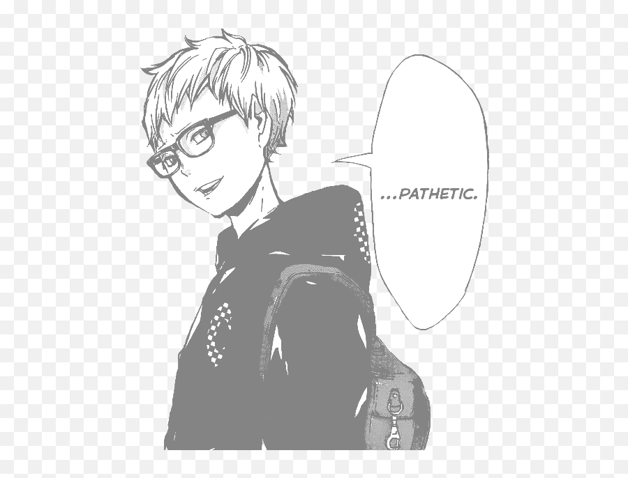 Anime - Haikyuu Tsukishima Manga Png Emoji,No Emotion Anime Male Monochrome