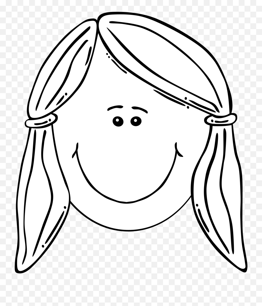 Smiling Girl Face Balck U0026 White Svg Vector Smiling Girl - Sister Face Clipart Black And White Emoji,Emoticon Black And Whiteclipart