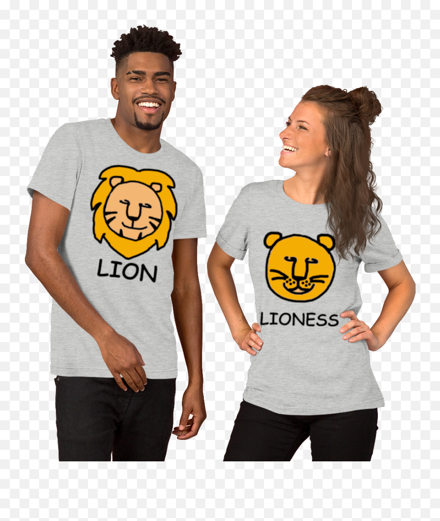 Lion And Lioness - Couples Shirts Camisetas Pepe Le Pew Emoji,Lioness Emoticon
