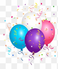 Balloons And Confetti Clipart Image - Balloons And Confetti Png Emoji,Confetti Emoji Png
