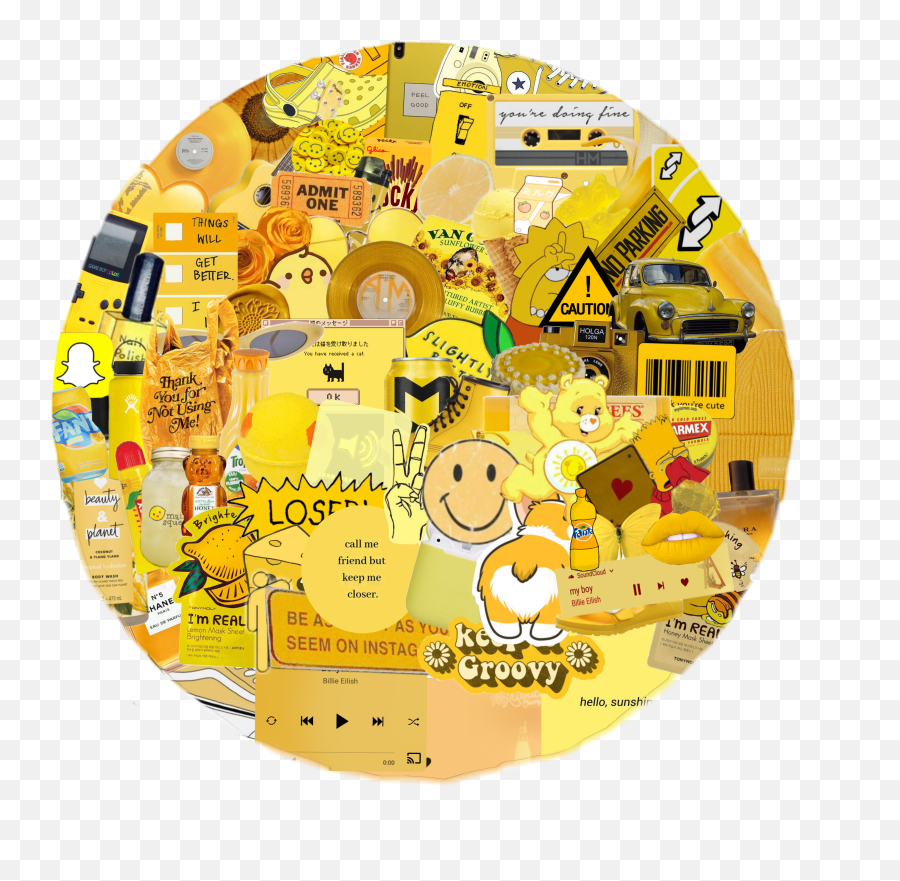 Yellow Aesthetic Collage Sticker By Isabel Gonzales - Aesthetic Collage Stickers Yelloiw Emoji,No Parking Emoji